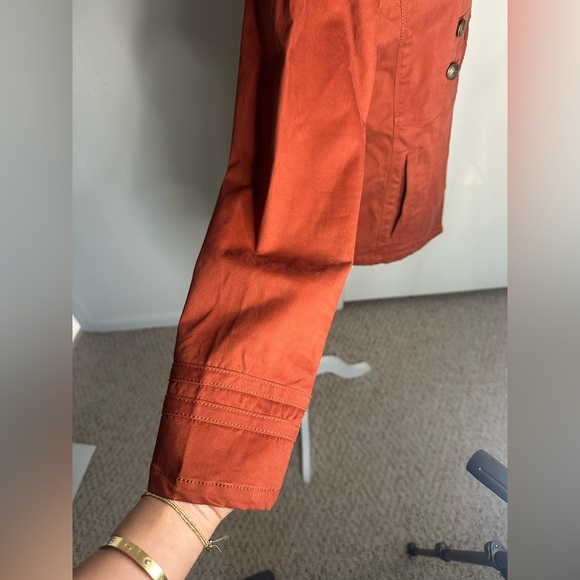 Chico’s Brown Military Field Jacket with Stand-Up Collar size 4/6 - Picture 6 of 12